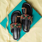 Midnight Bloom Kolhapuri sandals